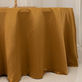 120 Gold Seamless Lamour Satin Round Tablecloth for 5 Foot Table With Floor-Length Drop