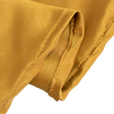 120 Gold Seamless Lamour Satin Round Tablecloth for 5 Foot Table With Floor-Length Drop