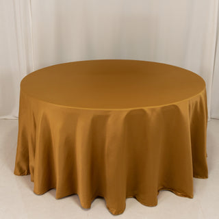 <h3 style="margin-left:0px;"><strong>Seamless Gold Lamour Satin Round Tablecloth 120”</strong>