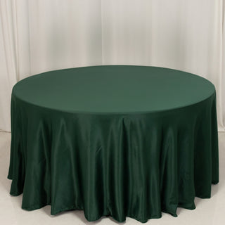 <h3 style="margin-left:0px;"><strong>Seamless Hunter Emerald Green Lamour Satin Round Tablecloth 120”</strong>