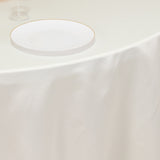 120 Ivory Seamless Lamour Satin Round Tablecloth for 5 Foot Table With Floor-Length Drop