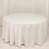 120 Ivory Seamless Lamour Satin Round Tablecloth for 5 Foot Table With Floor-Length Drop