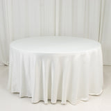 120 Ivory Seamless Lamour Satin Round Tablecloth for 5 Foot Table With Floor-Length Drop