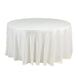 120 Ivory Seamless Lamour Satin Round Tablecloth for 5 Foot Table With Floor-Length Drop