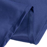 120 Navy Blue Seamless Lamour Satin Round Tablecloth for 5 Foot Table With Floor-Length Drop