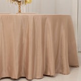 120 Nude Seamless Lamour Satin Round Tablecloth for 5 Foot Table With Floor-Length Drop