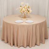 120 Nude Seamless Lamour Satin Round Tablecloth for 5 Foot Table With Floor-Length Drop