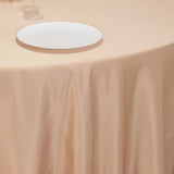 120 Nude Seamless Lamour Satin Round Tablecloth for 5 Foot Table With Floor-Length Drop