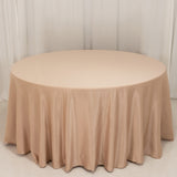 120 Nude Seamless Lamour Satin Round Tablecloth for 5 Foot Table With Floor-Length Drop