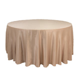 120 Nude Seamless Lamour Satin Round Tablecloth for 5 Foot Table With Floor-Length Drop