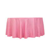 120 Pink Seamless Lamour Satin Round Tablecloth for 5 Foot Table With Floor-Length Drop