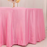 120 Pink Seamless Lamour Satin Round Tablecloth for 5 Foot Table With Floor-Length Drop