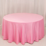 120 Pink Seamless Lamour Satin Round Tablecloth for 5 Foot Table With Floor-Length Drop