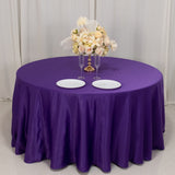 120 Purple Seamless Lamour Satin Round Tablecloth for 5 Foot Table With Floor-Length Drop