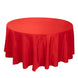 120inch Red Seamless Lamour Satin Round Tablecloth for 5 Foot Table With Floor-Length Drop