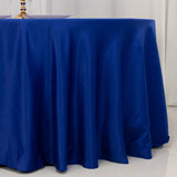 120 Royal Blue Seamless Lamour Satin Round Tablecloth for 5 Foot Table With Floor-Length