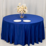 120 Royal Blue Seamless Lamour Satin Round Tablecloth for 5 Foot Table With Floor-Length