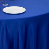 120 Royal Blue Seamless Lamour Satin Round Tablecloth for 5 Foot Table With Floor-Length