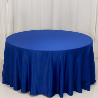 <h3 style="margin-left:0px;"><strong>Seamless Royal Blue Lamour Satin Round Tablecloth 120”</strong>