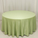 120 Sage Green Seamless Lamour Satin Round Tablecloth for 5 Foot Table With Floor-Length