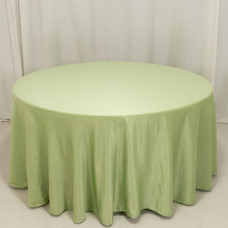 <h3 style="margin-left:0px;"><strong>Seamless Sage Green Lamour Satin Round Tablecloth 120”</strong>