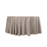 120inch Silver Seamless Lamour Satin Round Tablecloth for 5 Foot Table With Floor-Length