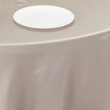 120inch Silver Seamless Lamour Satin Round Tablecloth for 5 Foot Table With Floor-Length