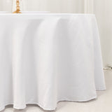 White Seamless Lamour Satin Round Tablecloth for 5 Foot Table With Floor-Length Drop