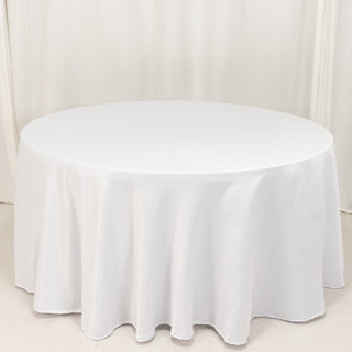 <h3 style="margin-left:0px;"><strong>Seamless White Lamour Satin Round Tablecloth 120”</strong>