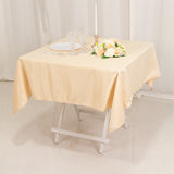 Beige Seamless Lamour Satin Square Table Overlay- 54inch