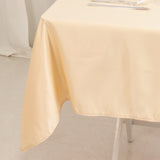 Beige Seamless Lamour Satin Square Table Overlay- 54inch