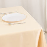 Beige Seamless Lamour Satin Square Table Overlay- 54inch