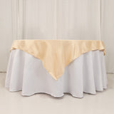 Beige Seamless Lamour Satin Square Table Overlay- 54inch