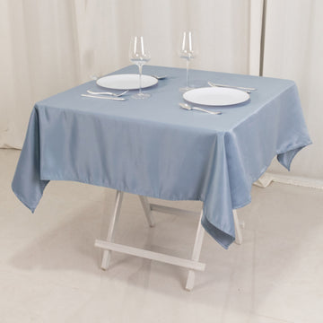 54" Dusty Blue Seamless Lamour Satin Square Tablecloth