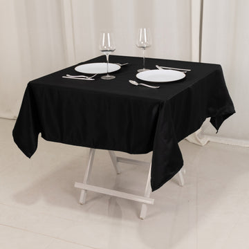 54" Black Seamless Lamour Satin Square Tablecloth