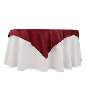 54" Burgundy Lamour Satin Square Table Overlay