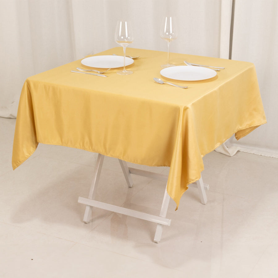 54inch Champagne Lamour Satin Square Tablecloth