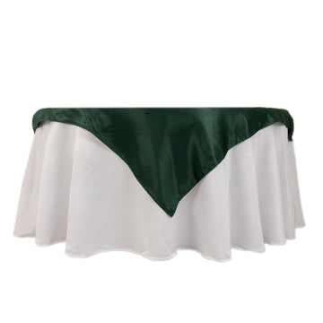 54" Hunter Emerald Green Lamour Satin Square Table Overlay