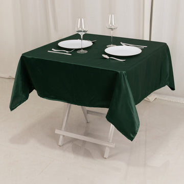 54" Hunter Emerald Green Seamless Lamour Satin Square Tablecloth