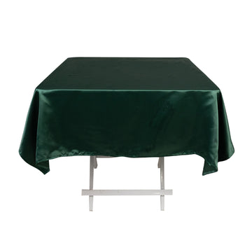 Lamour Satin 54"x54" Square Tablecloth Hunter Emerald Green - Durable & Silk-Like Table Cover