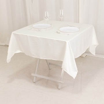 54" Ivory Seamless Lamour Satin Square Tablecloth