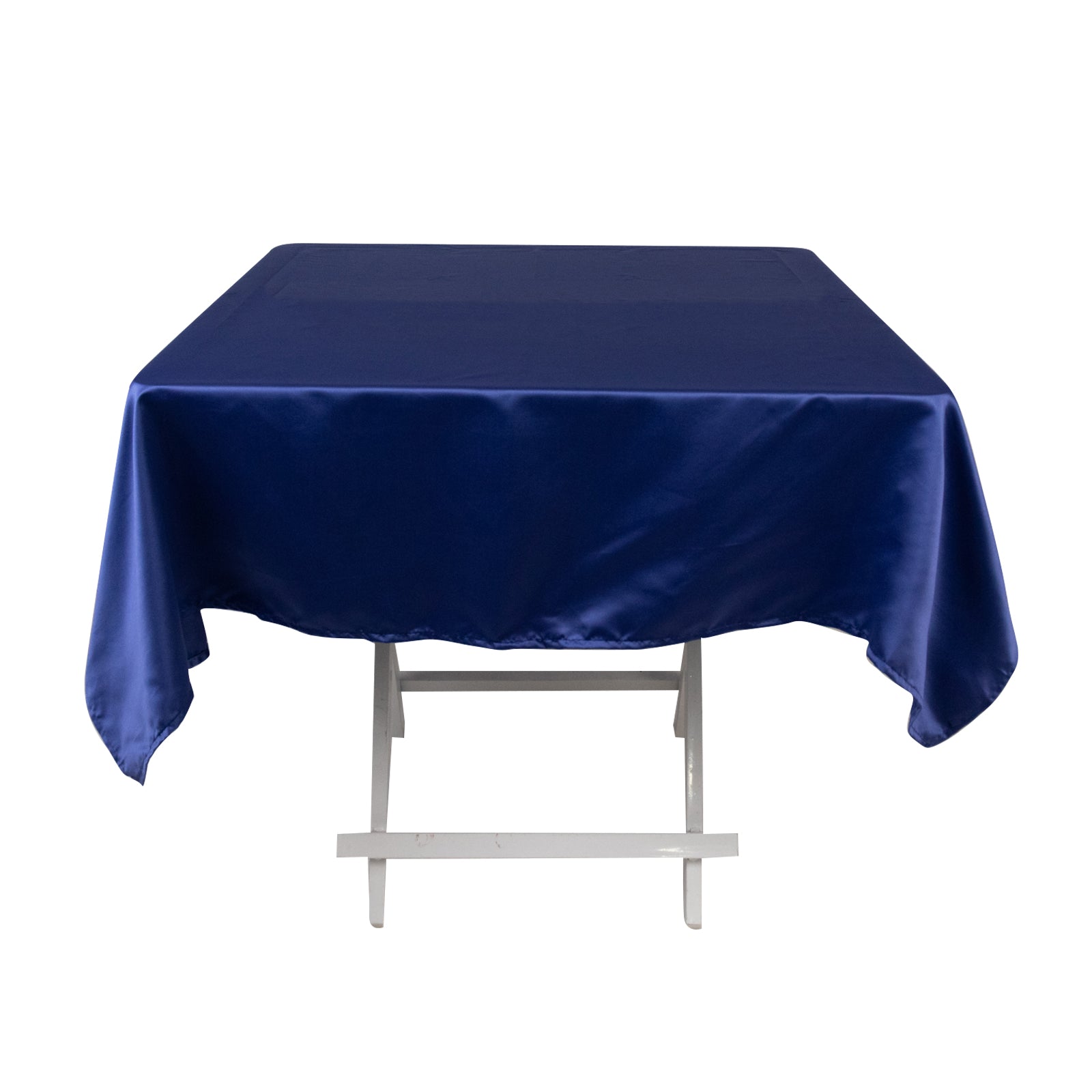 Lamour Satin 54"x54" Square Tablecloth Navy Blue - Durable & Silk-Like Table Cover