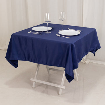 54" Navy Blue Seamless Lamour Satin Square Tablecloth