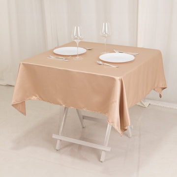 54" Nude Seamless Lamour Satin Square Tablecloth