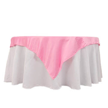 54" Pink Lamour Satin Square Table Overlay