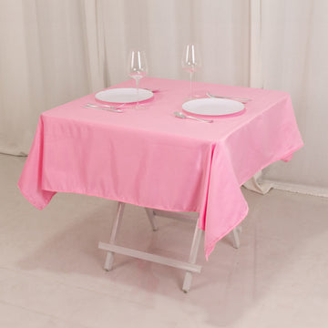 54" Pink Seamless Lamour Satin Square Tablecloth