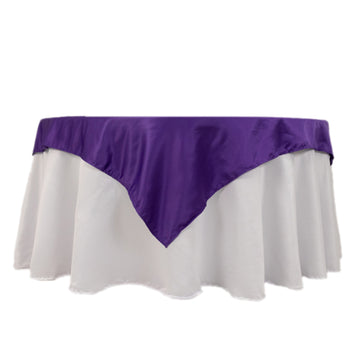 54" Purple Lamour Satin Square Table Overlay