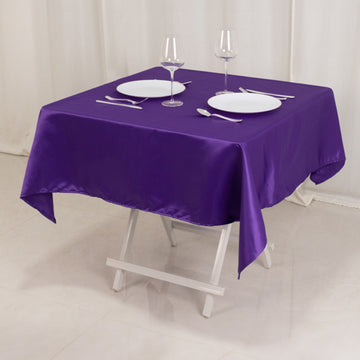 54" Purple Seamless Lamour Satin Square Tablecloth