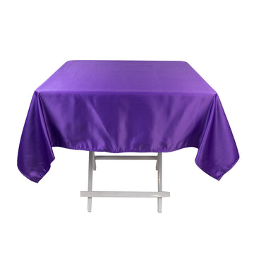 Lamour Satin 54"x54" Square Tablecloth Purple - Durable & Silk-Like Table Cover