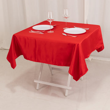 54" Red Seamless Lamour Satin Square Tablecloth